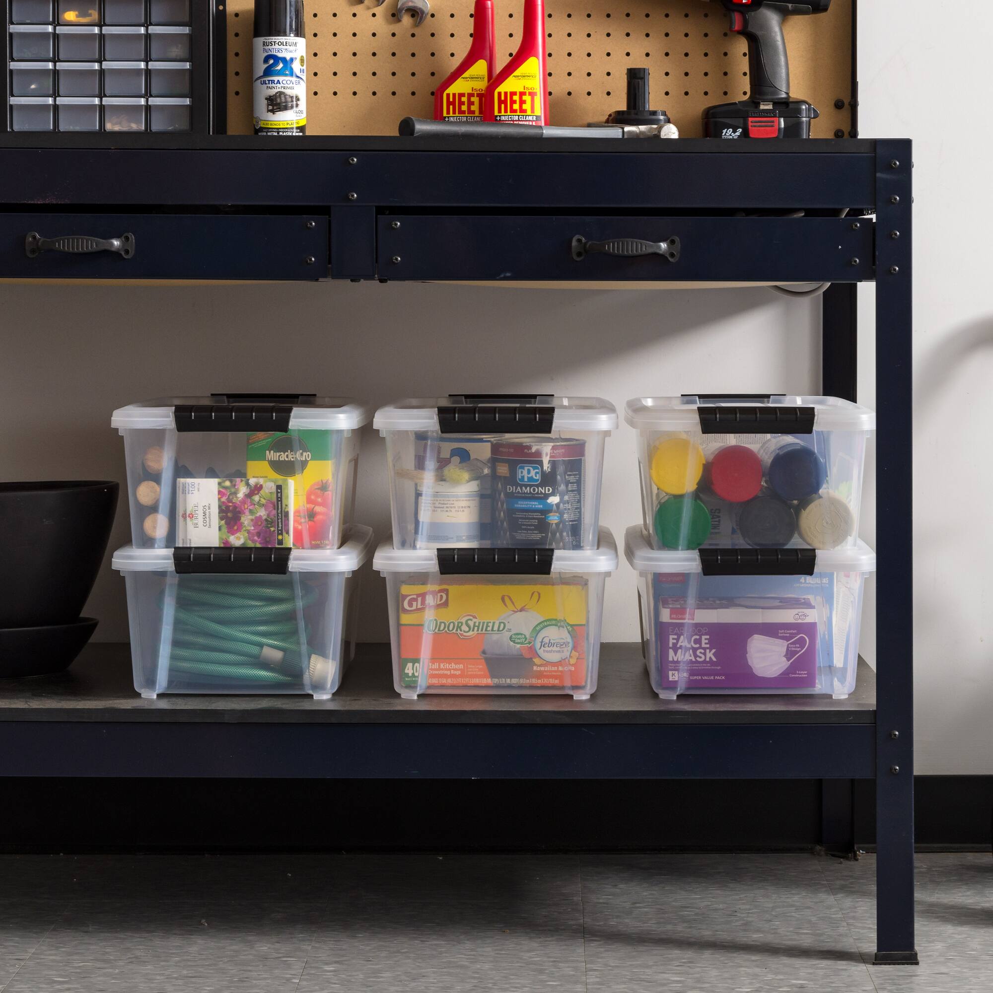 IRIS® 13.5qt. Buckled Clear Boxes with Clear Buckle Lids, 6ct.